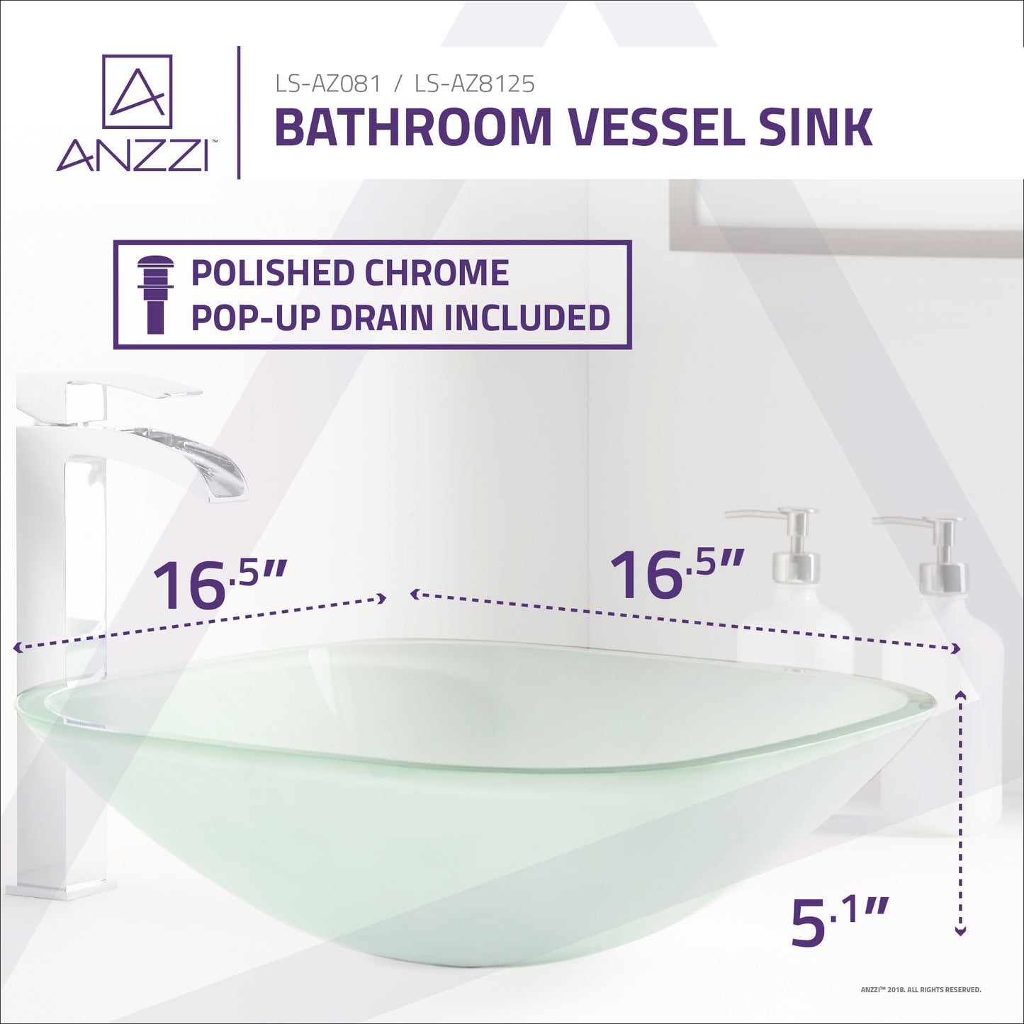 Victor Series Deco-Glass Vessel Sink in Lustrous Frosted Finish