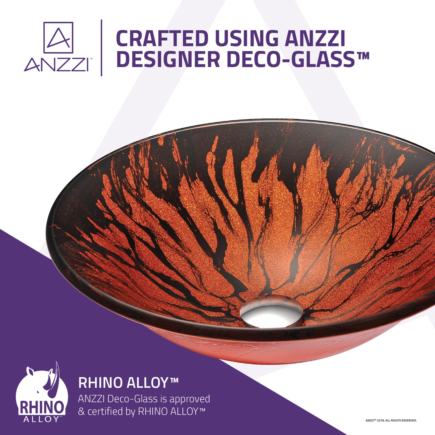 Ore Series Deco-Glass Vessel Sink in Lustrous Red and Black