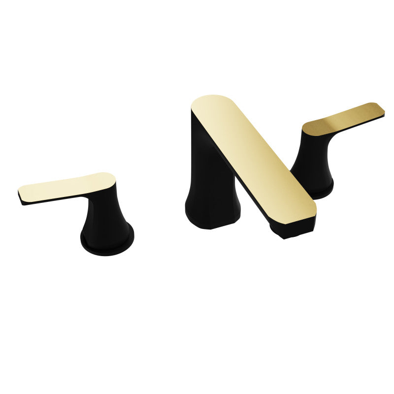 L-AZ902MB-BG - 2-Handle 3-Hole 8 in. Widespread Bathroom Faucet With Pop-up Drain in Matte Black & Brushed Gold