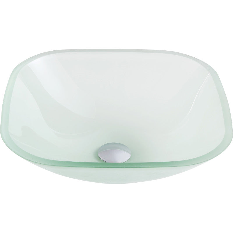 LSAZ081-097B - Vista Series Deco-Glass Vessel Sink in Lustrous Frosted with Key Faucet in Brushed Nickel