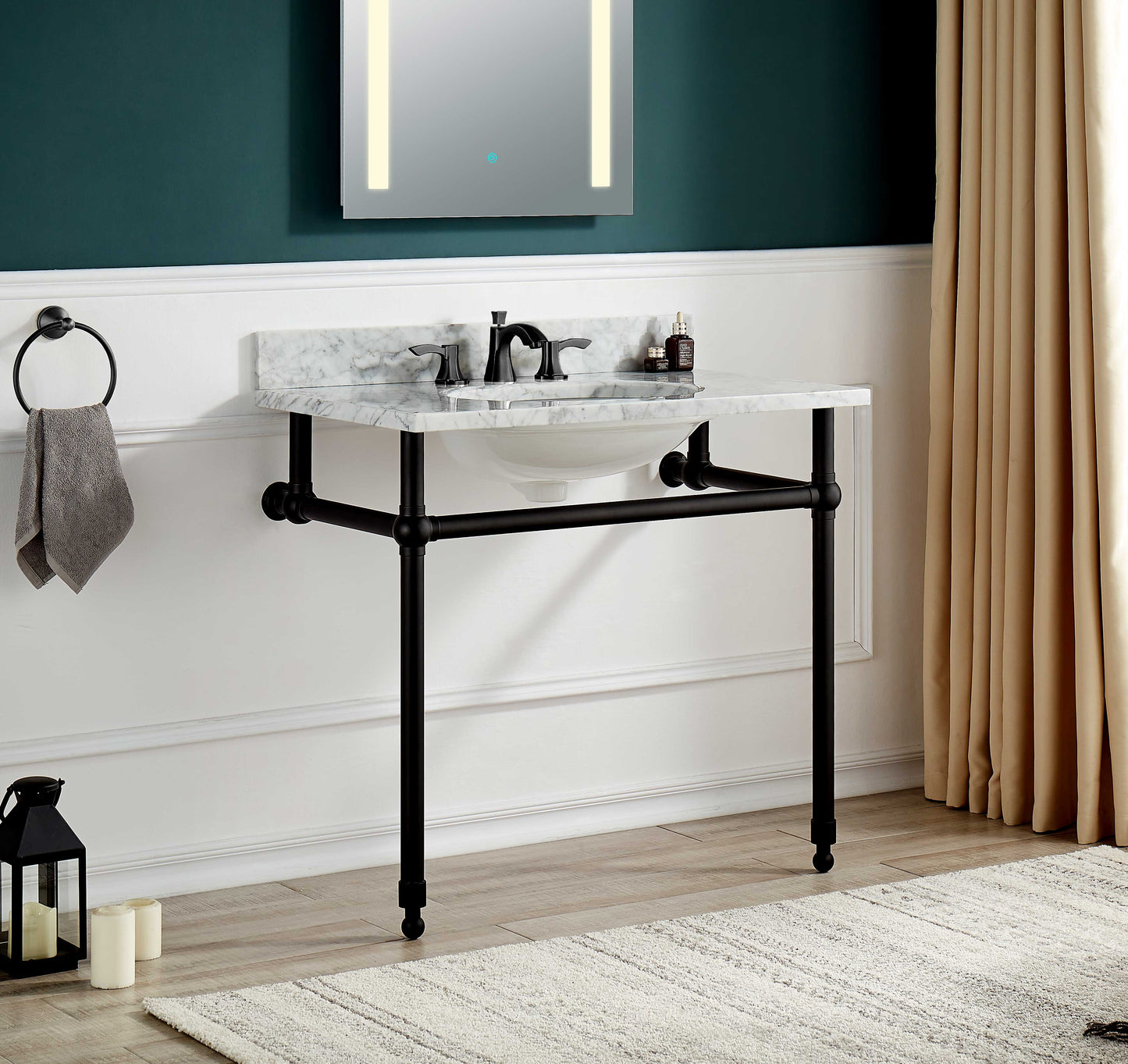 Verona 34.5 in. Console Sink with Carrara White Counter Top