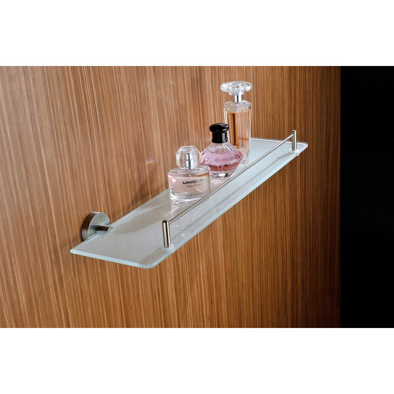 Caster Series Glass Shelf in Brushed Nickel
