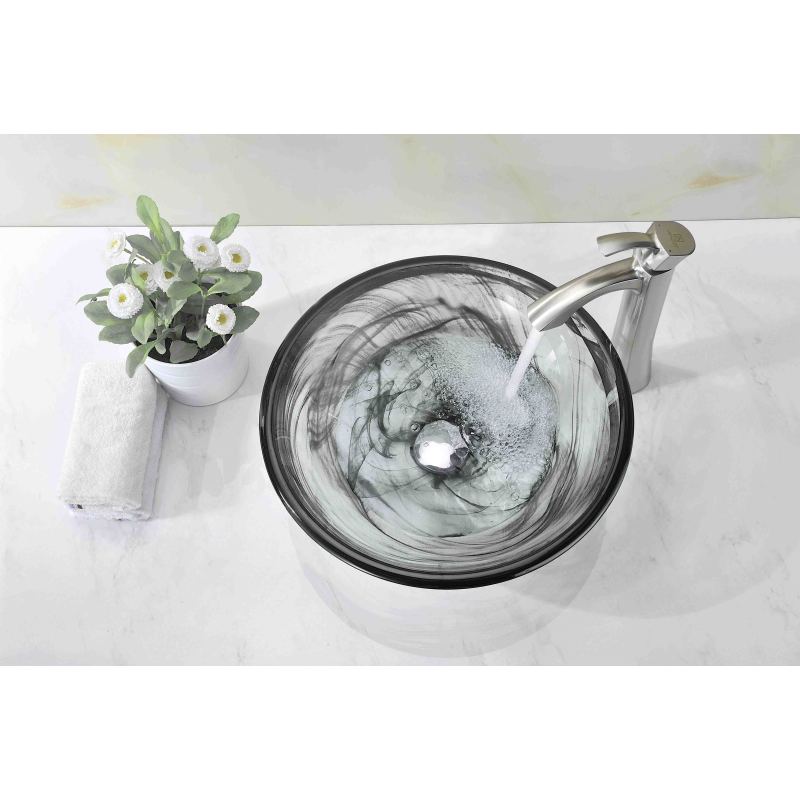 Verabue Series 17 in. Bathroom Vessel Sink with Scratch-Tough and Stain-Resistant Surface in Slumber Wisp Glass