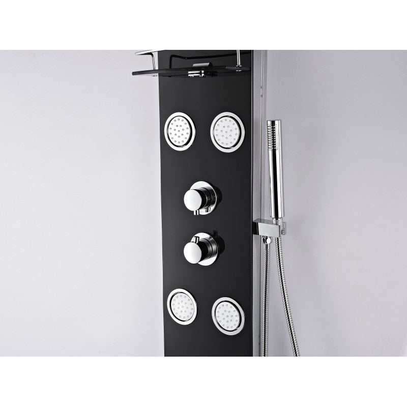 Llano Series 56 in. Full Body Shower Panel System with Heavy Rain Shower and Spray Wand in Black