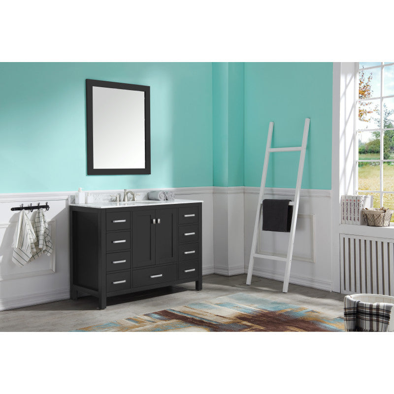 VT-MRCT0048-BK - Chateau 48 in. W x 22 in. D Bathroom Bath Vanity Set in Black with Carrara Marble Top with White Sink