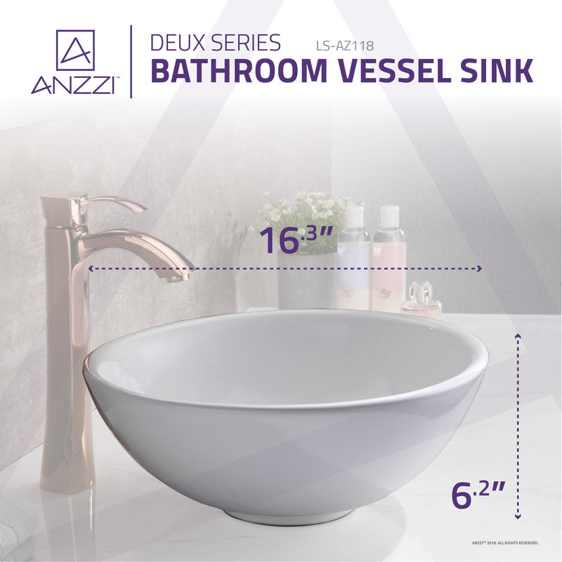 Deux Series Ceramic Vessel Sink in White