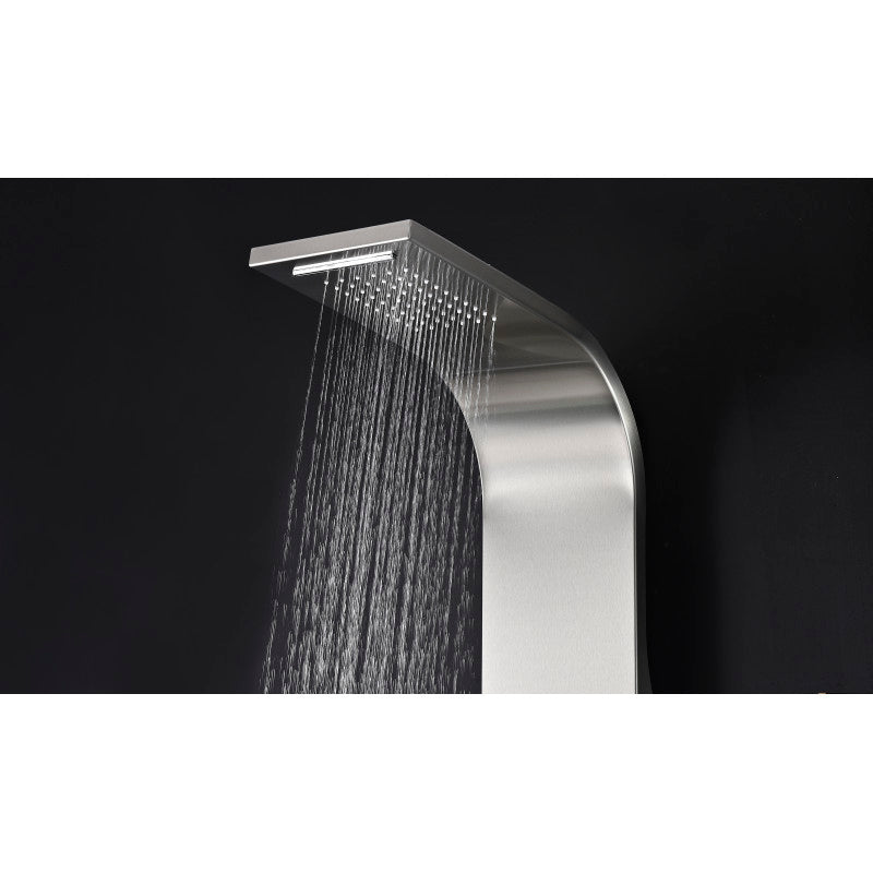 Mesmer 58 in. Full Body Shower Panel with Heavy Rain Shower and Spray Wand in Brushed Steel