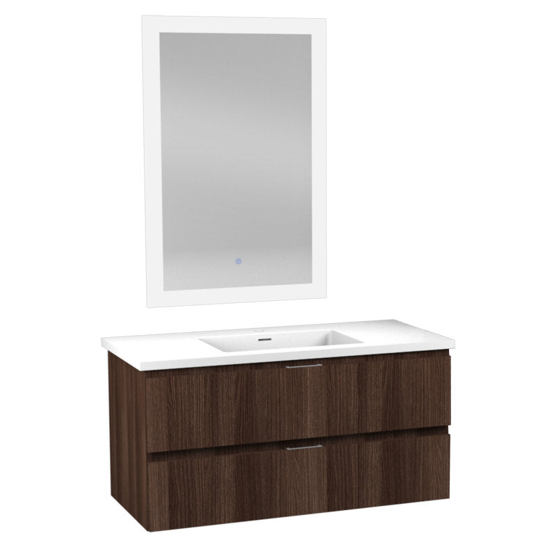 VT-MR3CT39-DB - 39 in W x 20 in H x 18 in D Bath Vanity in Dark Brown with Cultured Marble Vanity Top in White with White Basin & Mirror