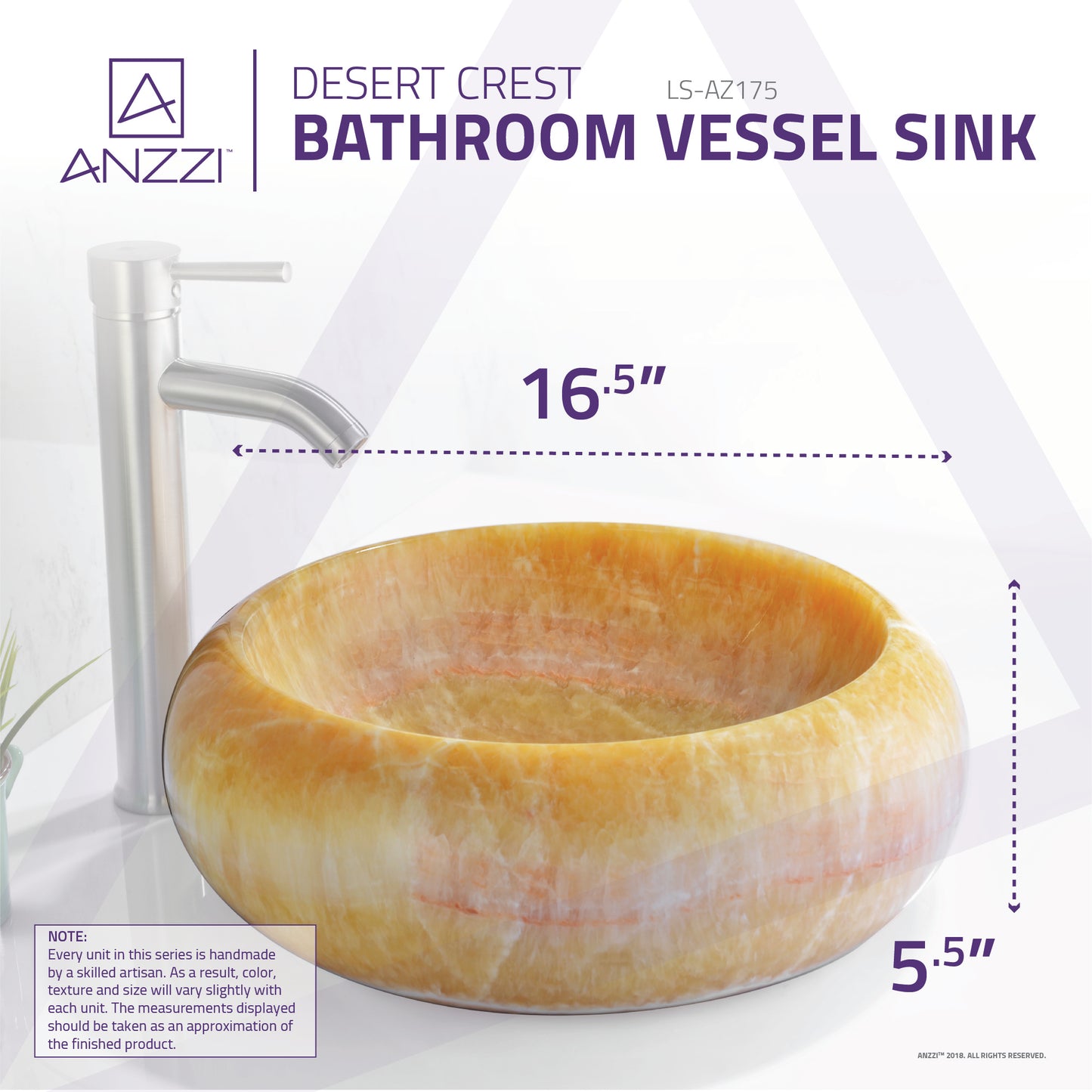 Desert Crest Vessel Sink in Dark Honey Onyx