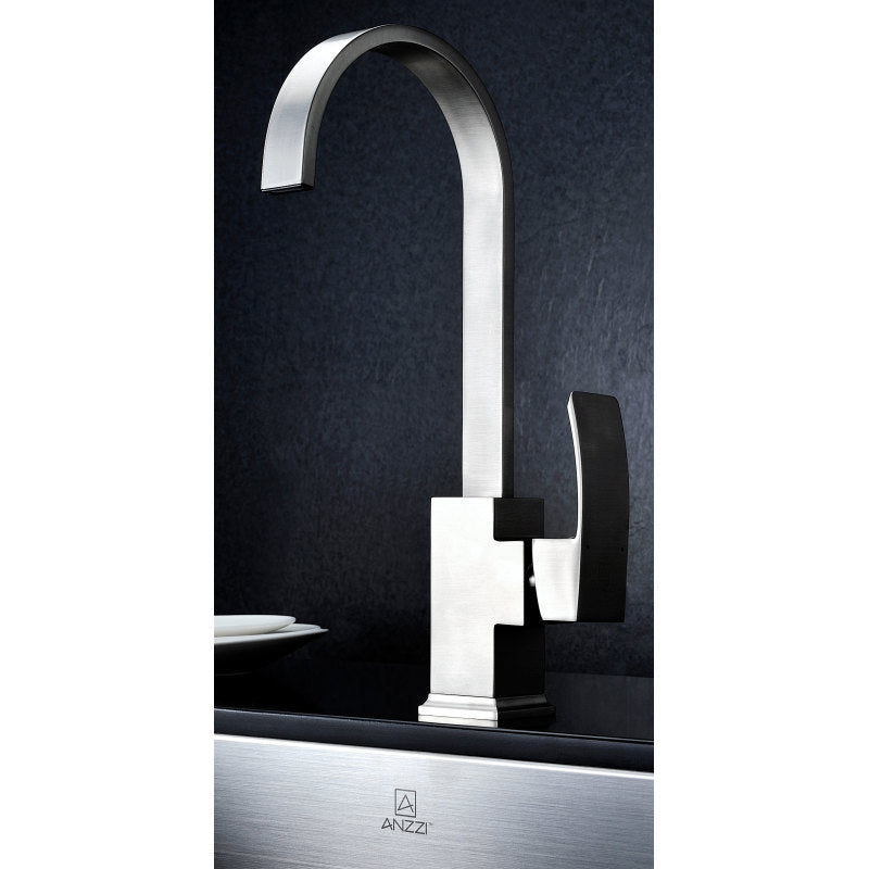 KAZ2318-035B - VANGUARD Undermount 23 in. Single Bowl Kitchen Sink with Opus Faucet in Brushed Nickel