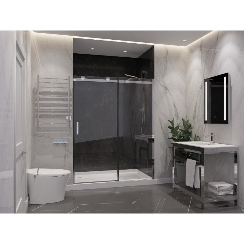 Rhodes Series 60 in. x 76 in. Frameless Sliding Shower Door with Handle in Chrome