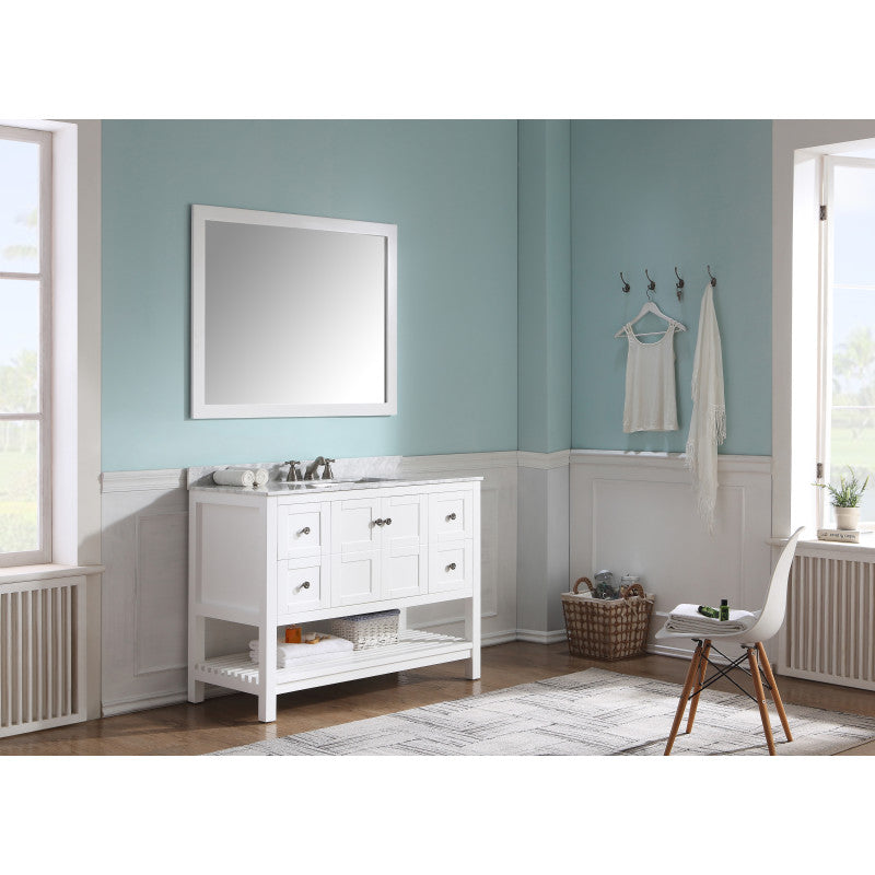 VT-MRCT1048-WH - Montaigne 48 in. W x 22 in. D Vanity in White with Marble Vanity Top in Carrara White with White Basin and Mirror