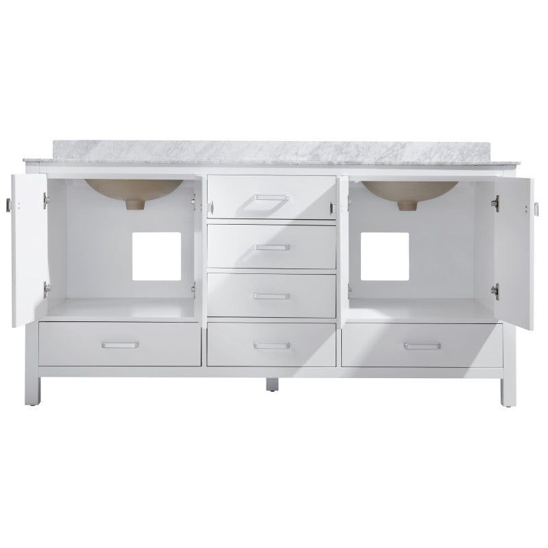 Chateau 72 in. W x 22 in. D Bathroom Vanity Set with Carrara Marble Top with White Sink