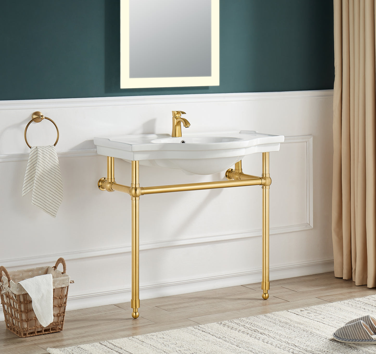 Viola 34.5 in. Console Sink with Ceramic Counter Top