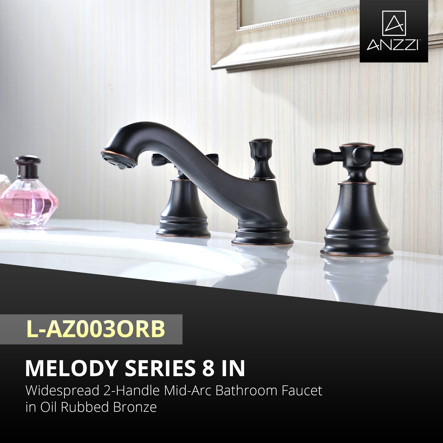 Melody Series 8 in. Widespread 2-Handle Mid-Arc Bathroom Faucet
