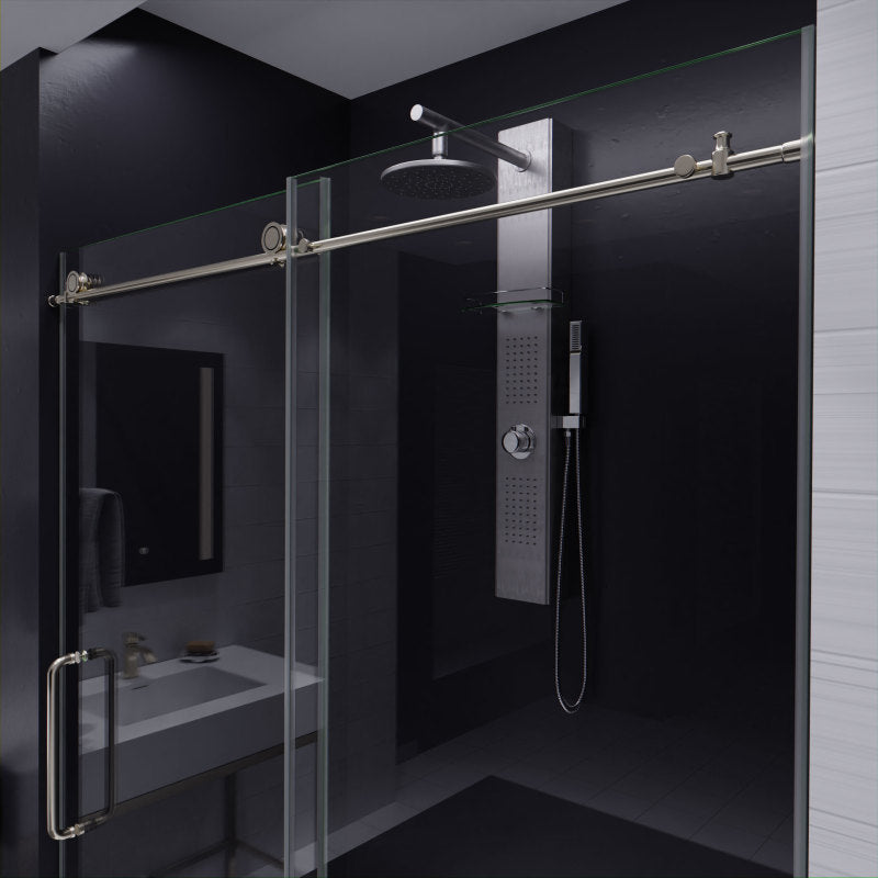 Madam Series 60 in. by 76 in. Frameless Sliding Shower Door with Handle