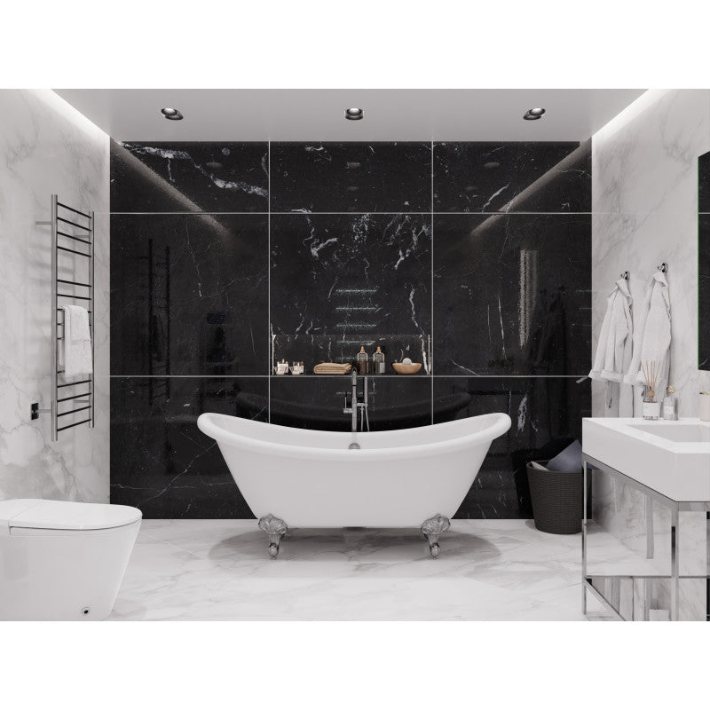 FT-AZ132CH - Falco Series 70 in. x 29 in. Soaking Freestanding Bathtub with Center Drain in Glossy White with Polished Chrome Feet
