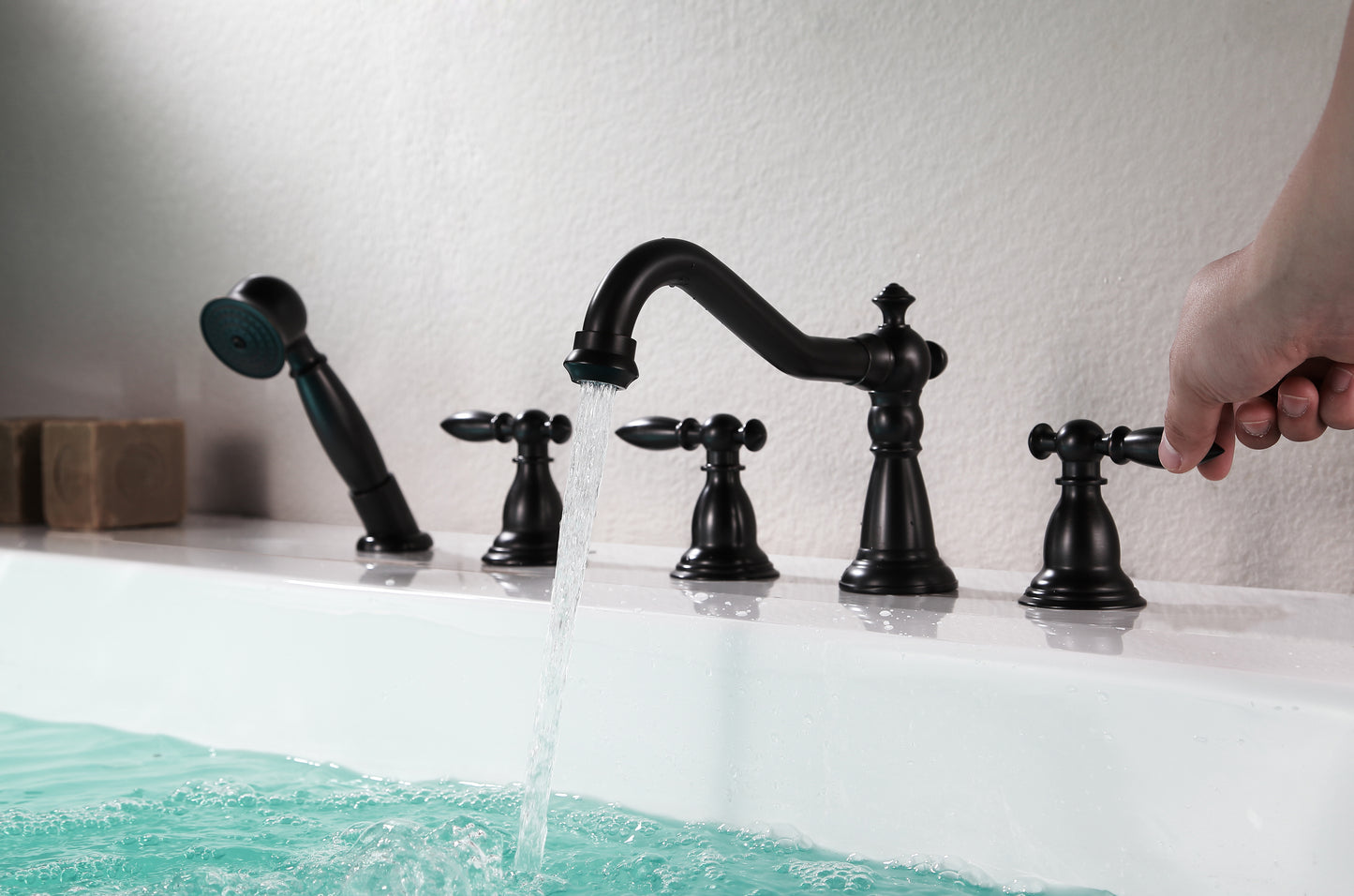 Patriarch 2-Handle Deck-Mount Roman Tub Faucet with Handheld Sprayer