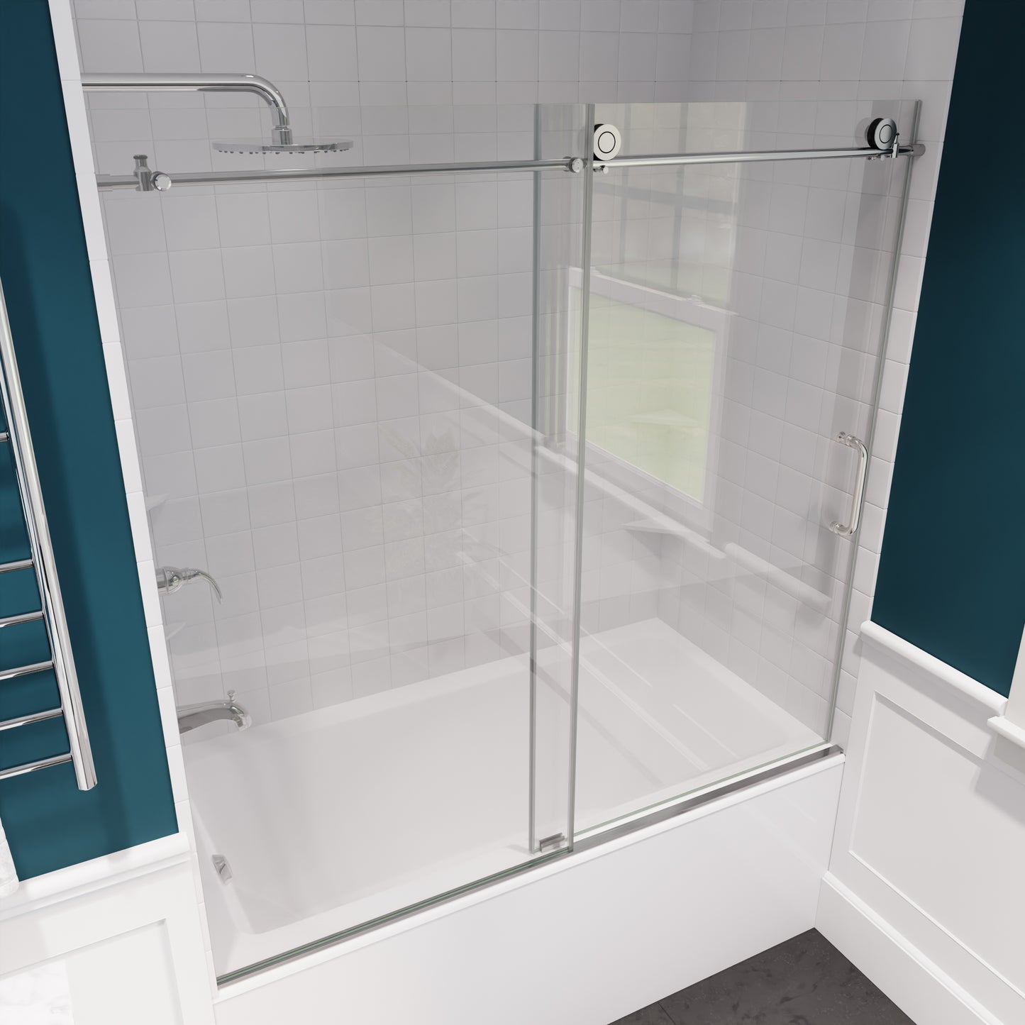 Don Series 60 in. x 62 in. Frameless Sliding Tub Door