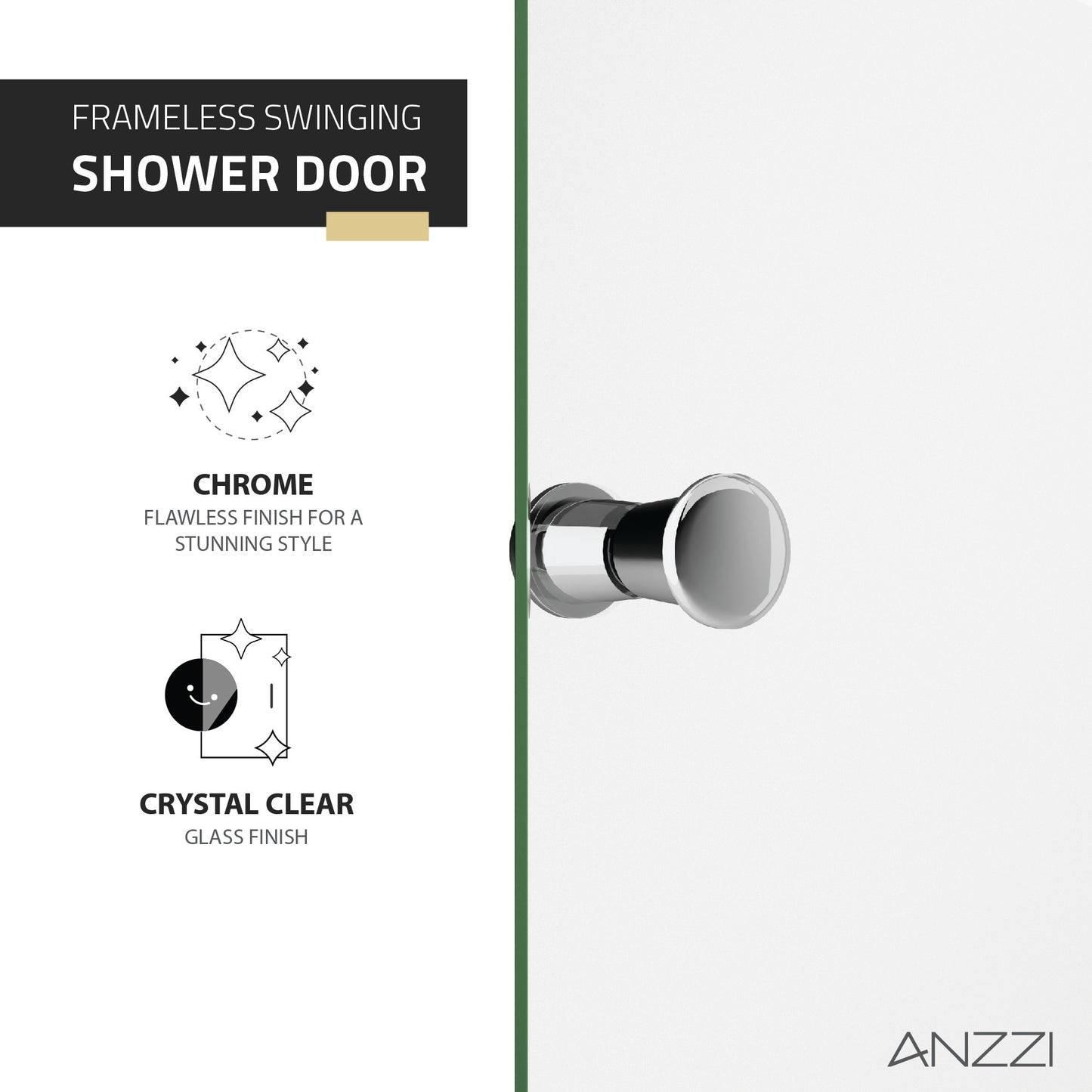 Romance 72-in. x 33.5-in. Frameless Swinging Shower Door