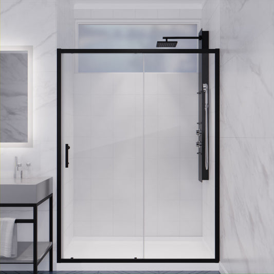 SD-AZ052-01MB - Halberd Series 48 in. x 72 in. H Sliding Framed Shower Door in Matte Black with Tsunami Guard Tempered Clear Glass