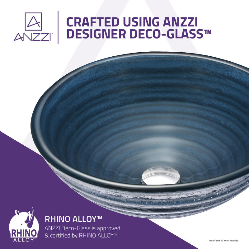 Tempo Series 17 in. Bathroom Vessel Sink with Scratch-Tough and Stain-Resistant Surface in Lustrous Blue Glass