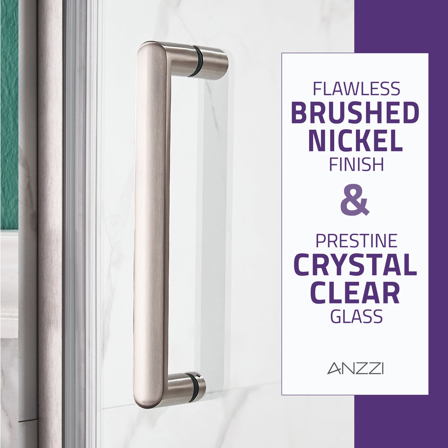 Lancer 23 in. x 72 in. Semi-Frameless Shower Door with TSUNAMI GUARD