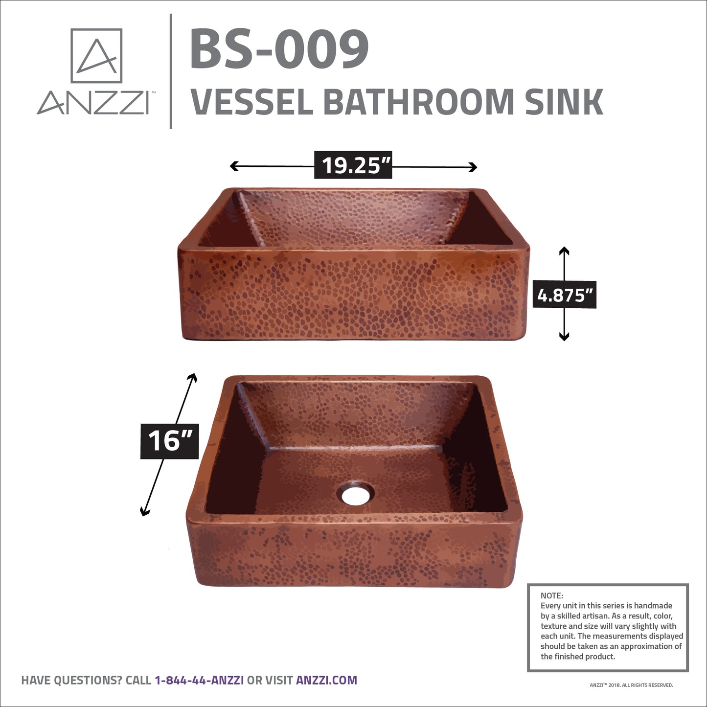 Attica 19 in. Handmade Vessel Sink in Hammered Antique Copper