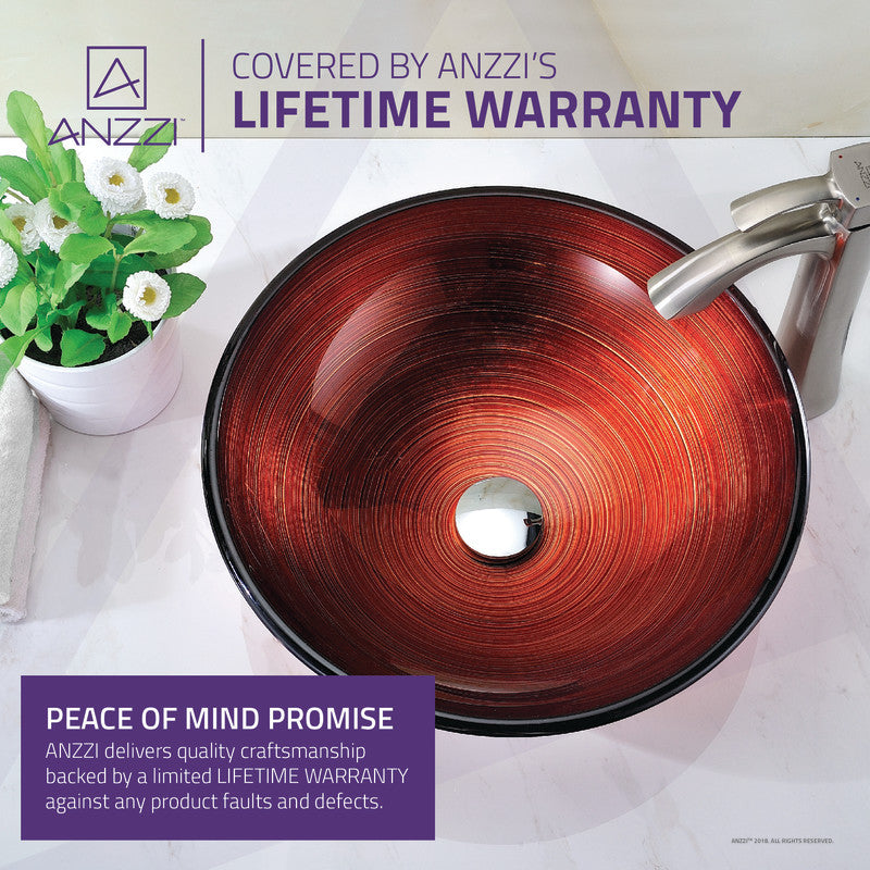 Oau Series Deco-Glass Vessel Sink in Lustrous Red