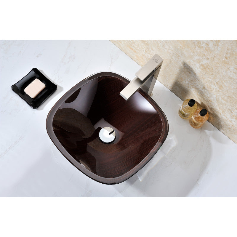 Vonu Series Deco-Glass Vessel Sink in Rich Timber