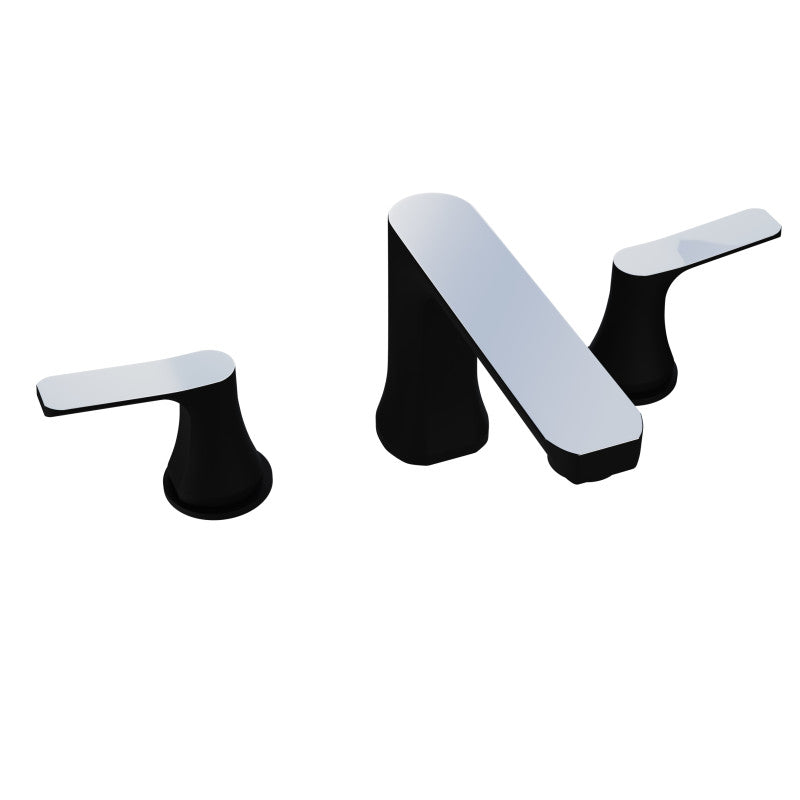 L-AZ902MB-CH - 2-Handle 3-Hole 8 in. Widespread Bathroom Faucet With Pop-up Drain in Matte Black & Chrome