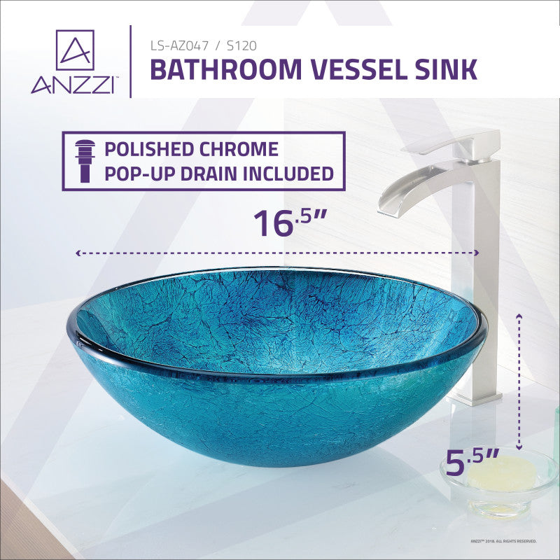 Tereali Series Deco-Glass Vessel Sink in Blue Ice