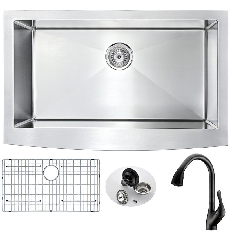 K33201A-031O - Elysian Farmhouse 32 in. Kitchen Sink with Accent Faucet in Oil Rubbed Bronze