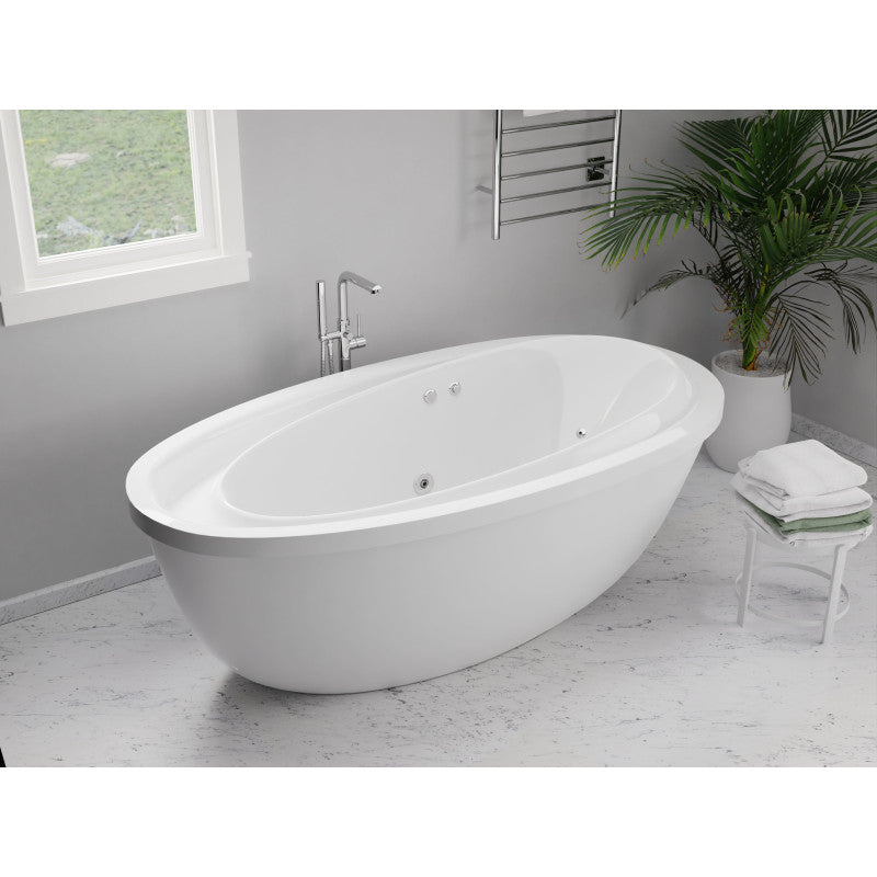 Leni Series 71 in. x 38 in. Jetted Whirlpool 54 Gallon Capacity Freestanding Bathtub with Reversible Drain in White