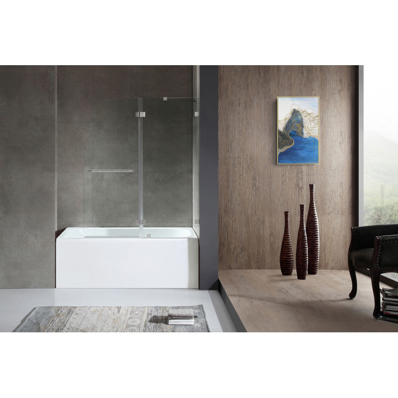5 ft. Acrylic Rectangle Tub With 48 in. by 58 in. Frameless Hinged tub door