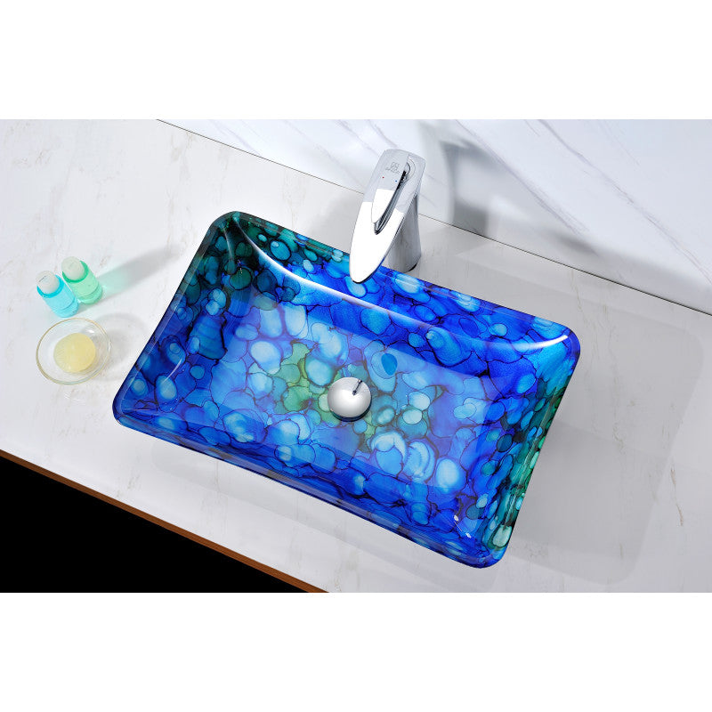 Avao Series Deco-Glass Vessel Sink in Lustrous Blue