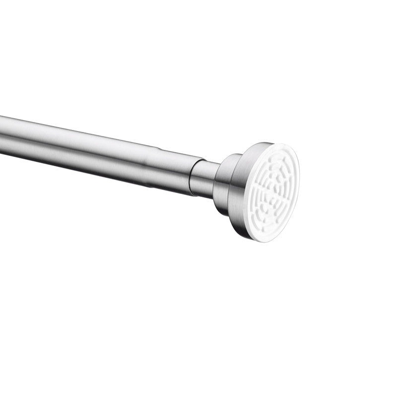 AC-AZSR55BN - 35-55 Inches Shower Curtain Rod with Shower Hooks in Brushed Nickel | Adjustable Tension Shower Doorway Curtain Rod | Rust Resistant No Drilling Anti-Slip Bar for Bathroom | AC-AZSR55BN