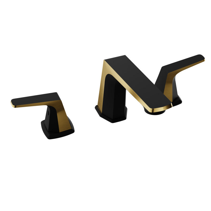 L-AZ905MB-BG - 2-Handle 3-Hole 8 in. Widespread Bathroom Faucet With Pop-up Drain in Matte Black & Brushed Gold