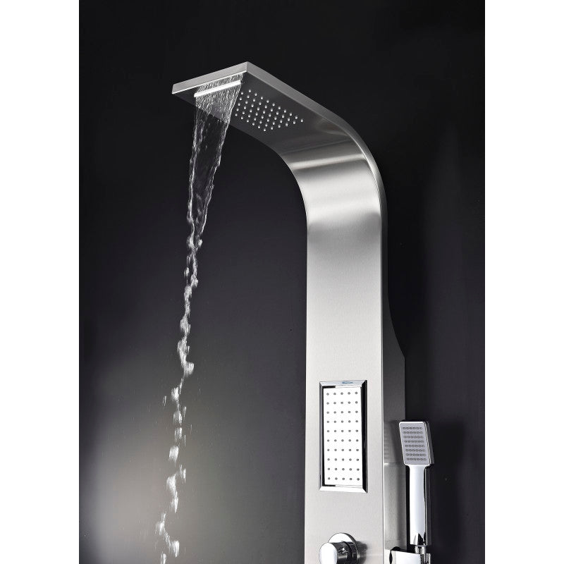 Field 58 in. Full Body Shower Panel with Heavy Rain Shower and Spray Wand in Brushed Steel