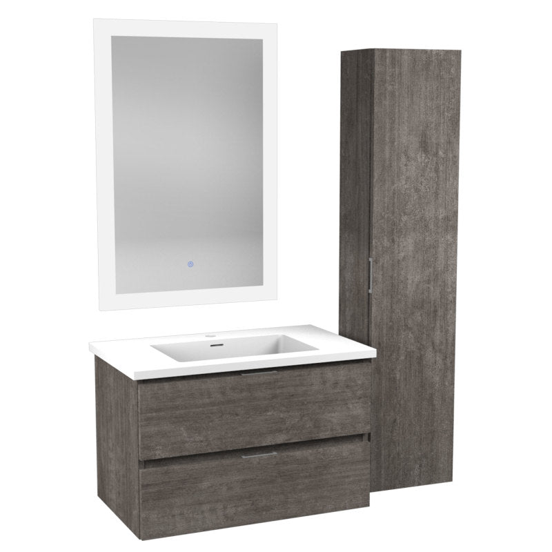 VT-MR3SCCT30-GY - 30 in. W x 18 in. D x 20 in. H Single Sink Bath Vanity Set in Rich Gray with White Vanity Top and Matching Mirror