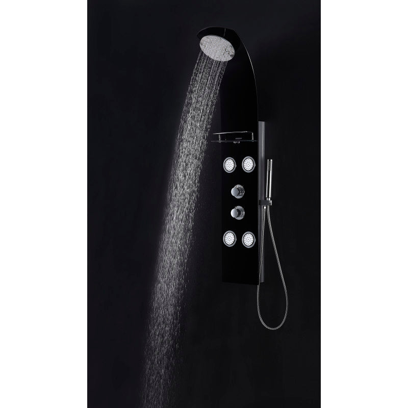 Llano Series 56 in. Full Body Shower Panel System with Heavy Rain Shower and Spray Wand in Black