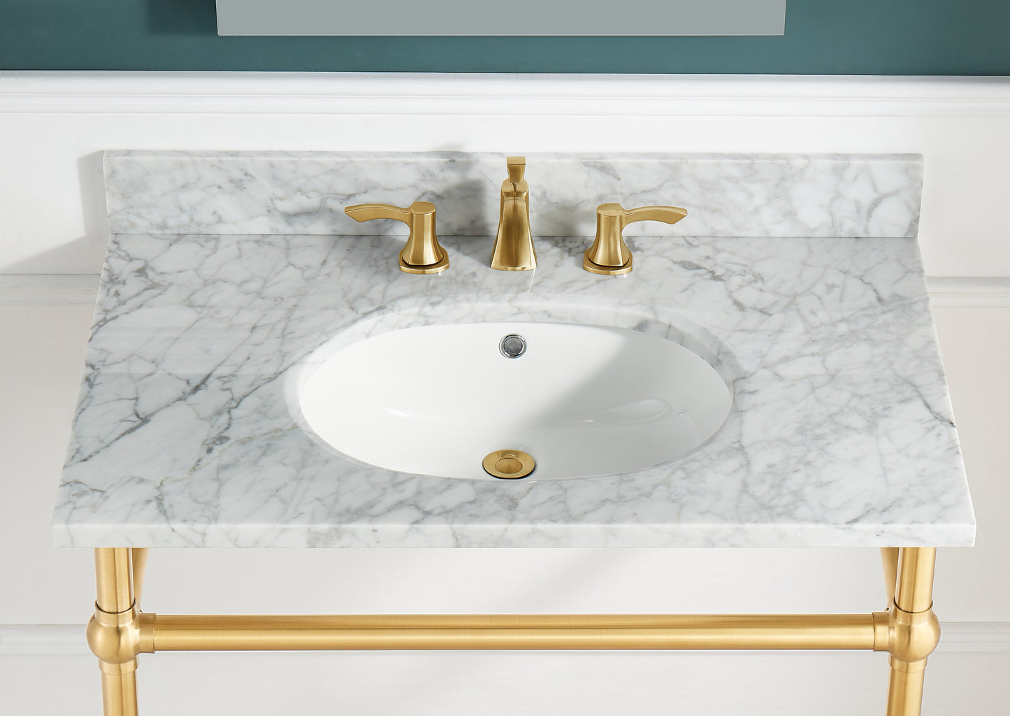 Verona 34.5 in. Console Sink with Carrara White Counter Top
