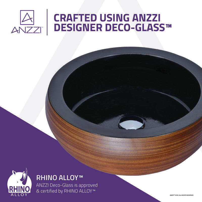 Regalia Series 17 in. Bathroom Vessel Sink with Scratch-Tough and Stain-Resistant Non-Porous Surface in Black Glass