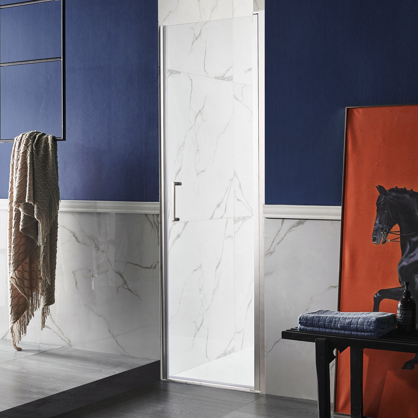 Lancer 29 in. x 72 in. Semi-Frameless Shower Door with TSUNAMI GUARD