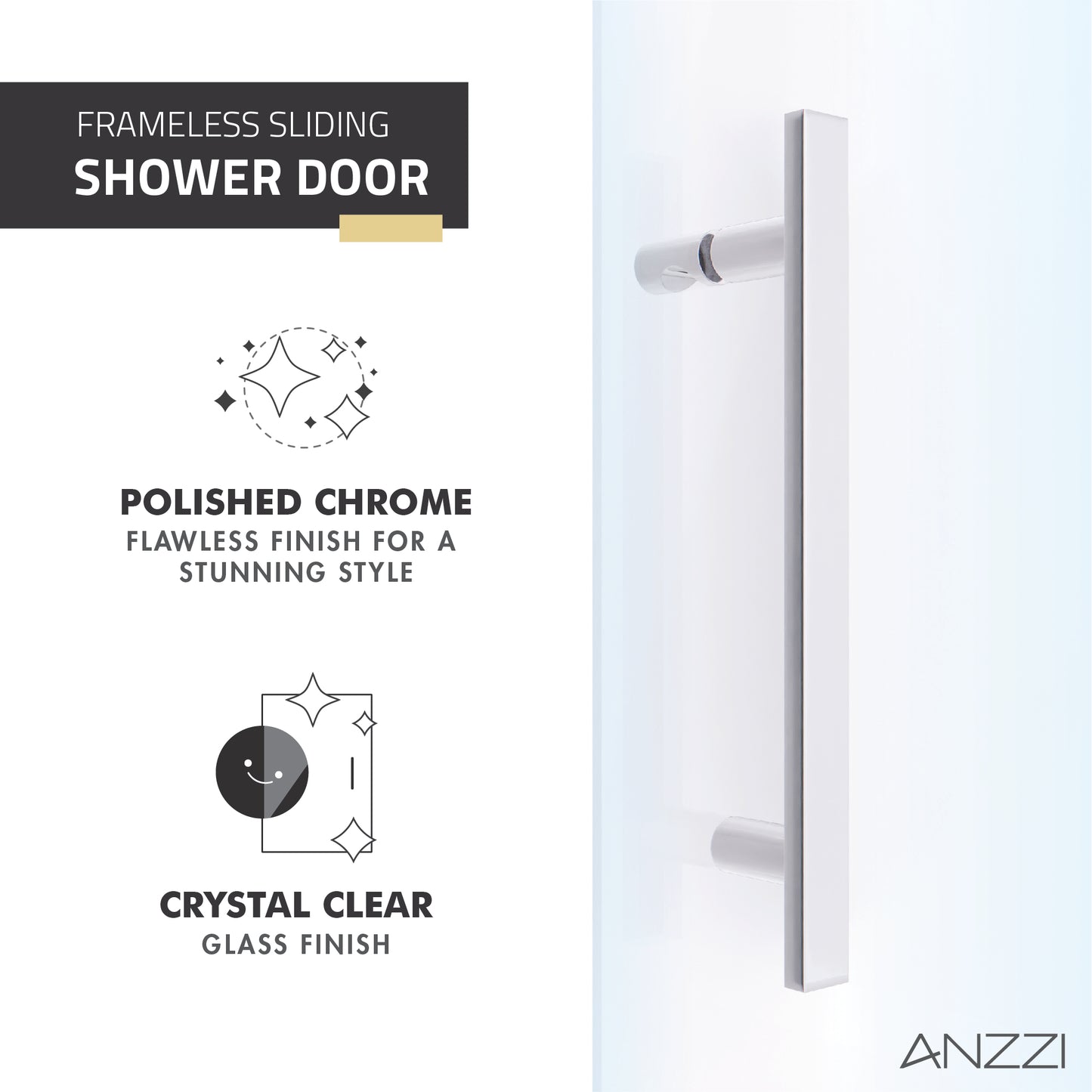 Longboat Series 60 in. x 76 in. Semi-Frameless Shower Door with TSUNAMI GUARD