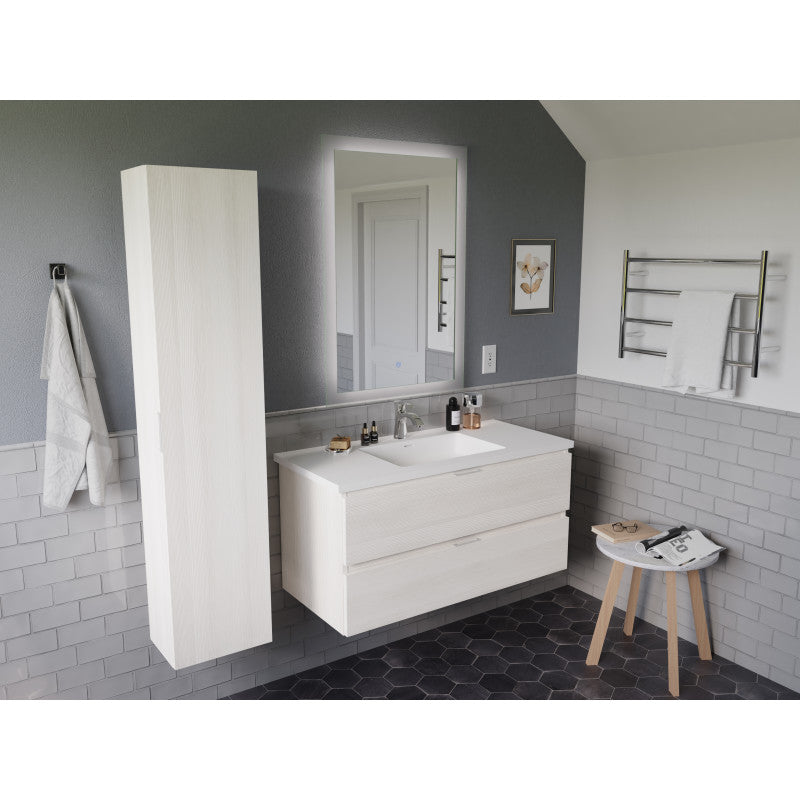 39 in. W x 20 in. H x 18 in. D Bath Vanity Set with Vanity Top in White with White Basin and Mirror