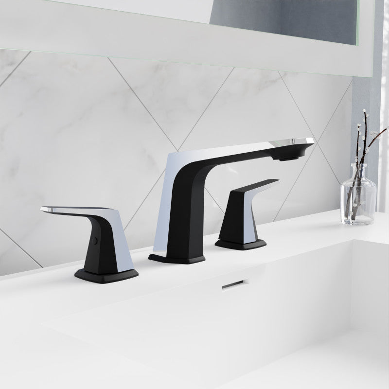L-AZ905MB-CH - 2-Handle 3-Hole 8 in. Widespread Bathroom Faucet With Pop-up Drain in Matte Black & Chrome