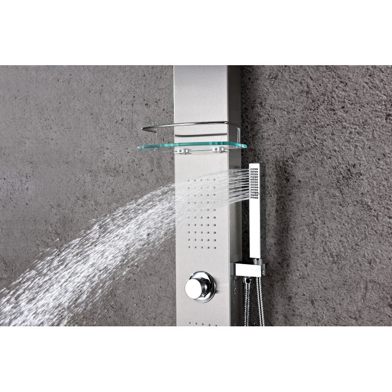 Coastal 44 in. Full Body Shower Panel with Heavy Rain Shower and Spray Wand in Brushed Steel
