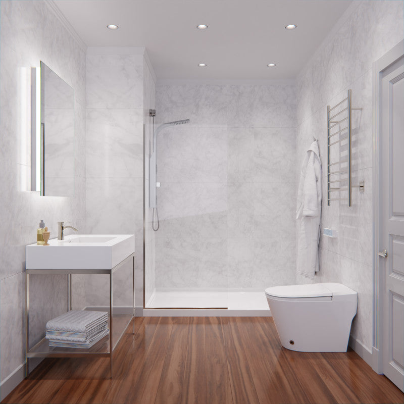 Veil Series 74 in. by 34 in. Framed Glass Shower Screen Shower Door