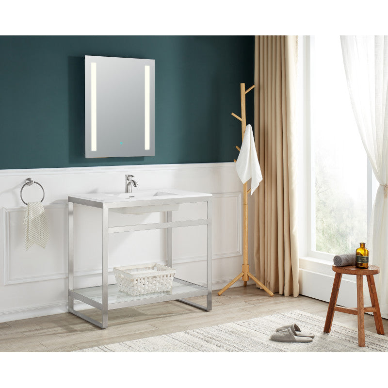 Orchard 36 in. Console Sink with Glossy White Counter Top